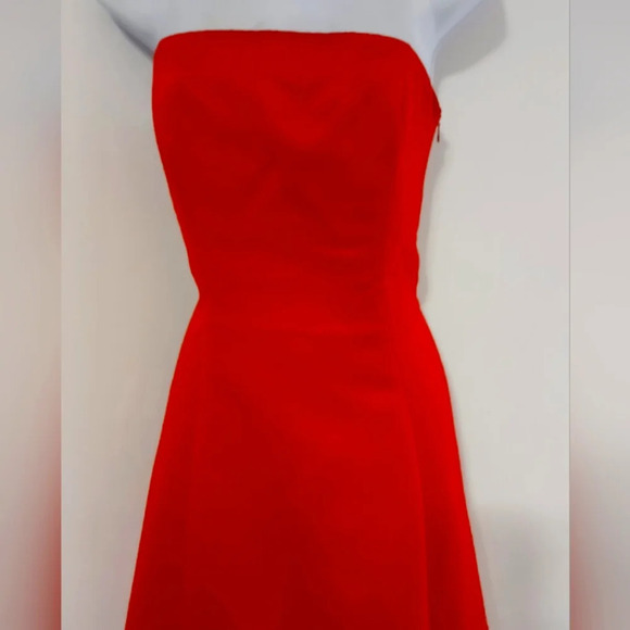 Morgan & Co Red Satin Strapless Long Gown Prom  Size 9/10 - Picture 6 of 11